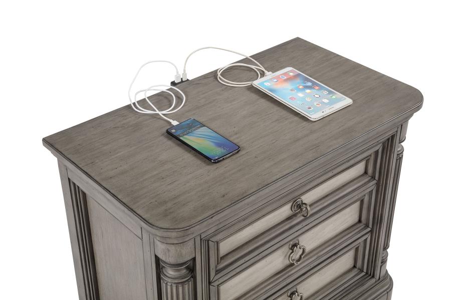 Cresswell Weathered Taupe 3-drawer Nightstand Bedside Table by Coaster at Eve Furniture