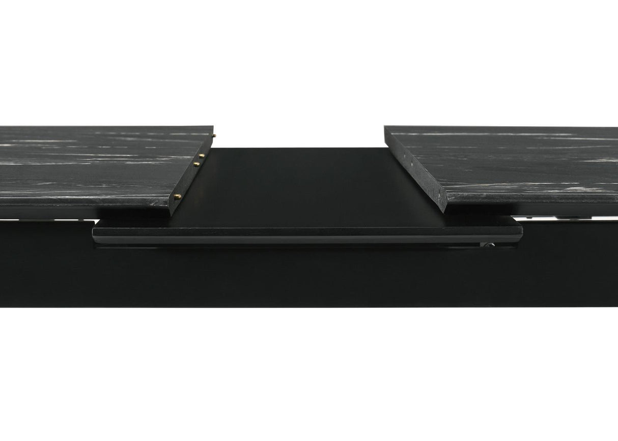 Crestmont Gray Rectangular Faux Marble Top Dining Table with and 16" Self-Storing Extension Leaf by Coaster at Eve Furniture