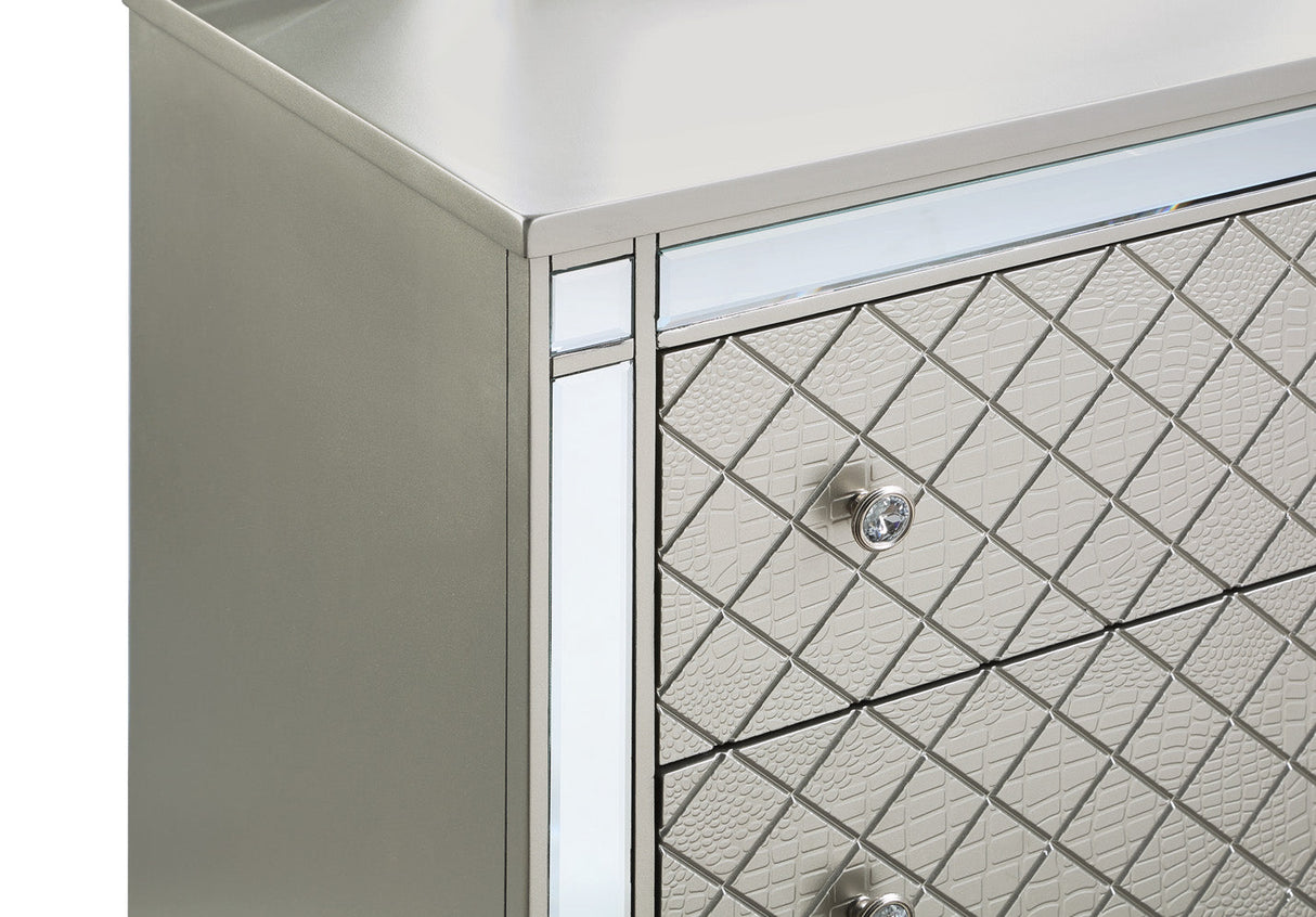 Cristian Champagne LED Upholstered Panel Bedroom Set by Crown Mark at Eve Furniture