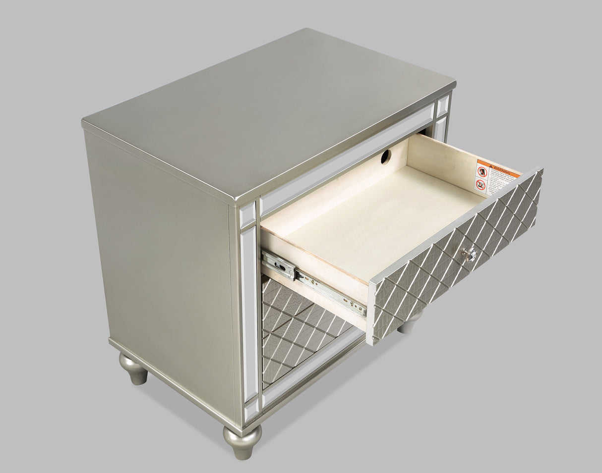 Cristian Champagne LED Upholstered Panel Bedroom Set by Crown Mark at Eve Furniture