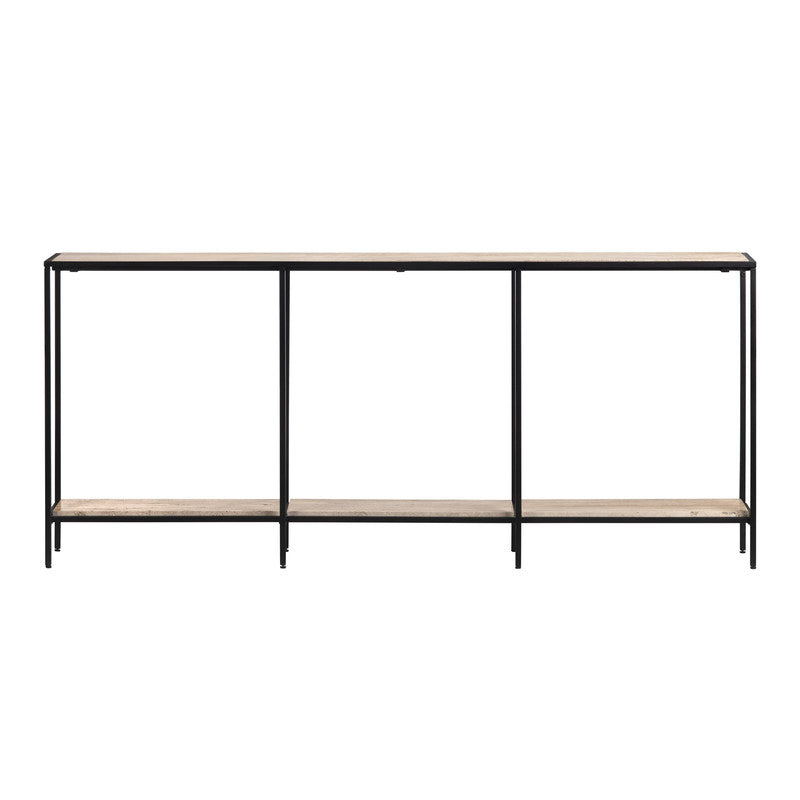 Crosby Brown/Black Travertine Console Table by Crestview at Eve Furniture