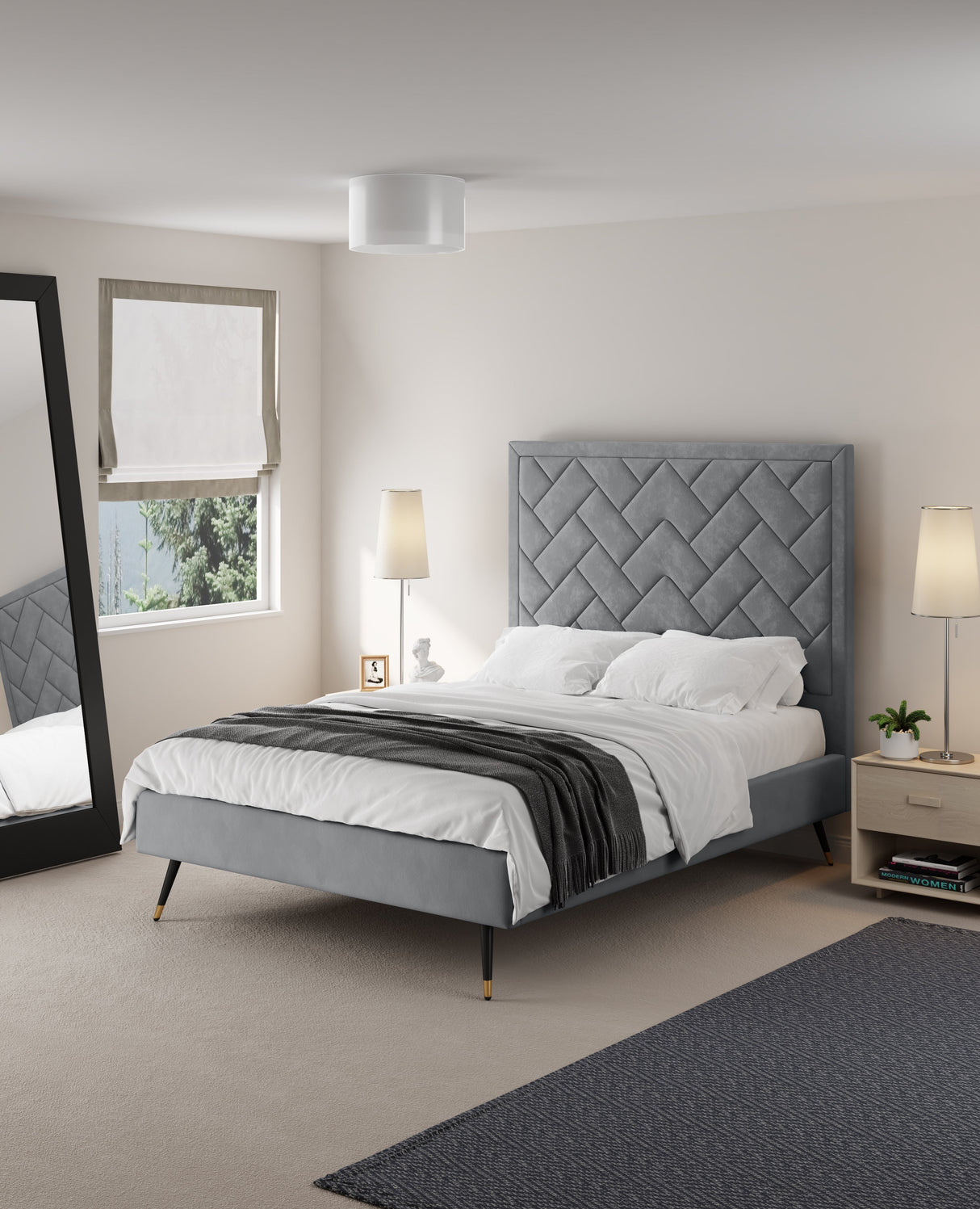 Crosby Full- Size Bed in Grey by Manhattan Comfort at Eve Furniture