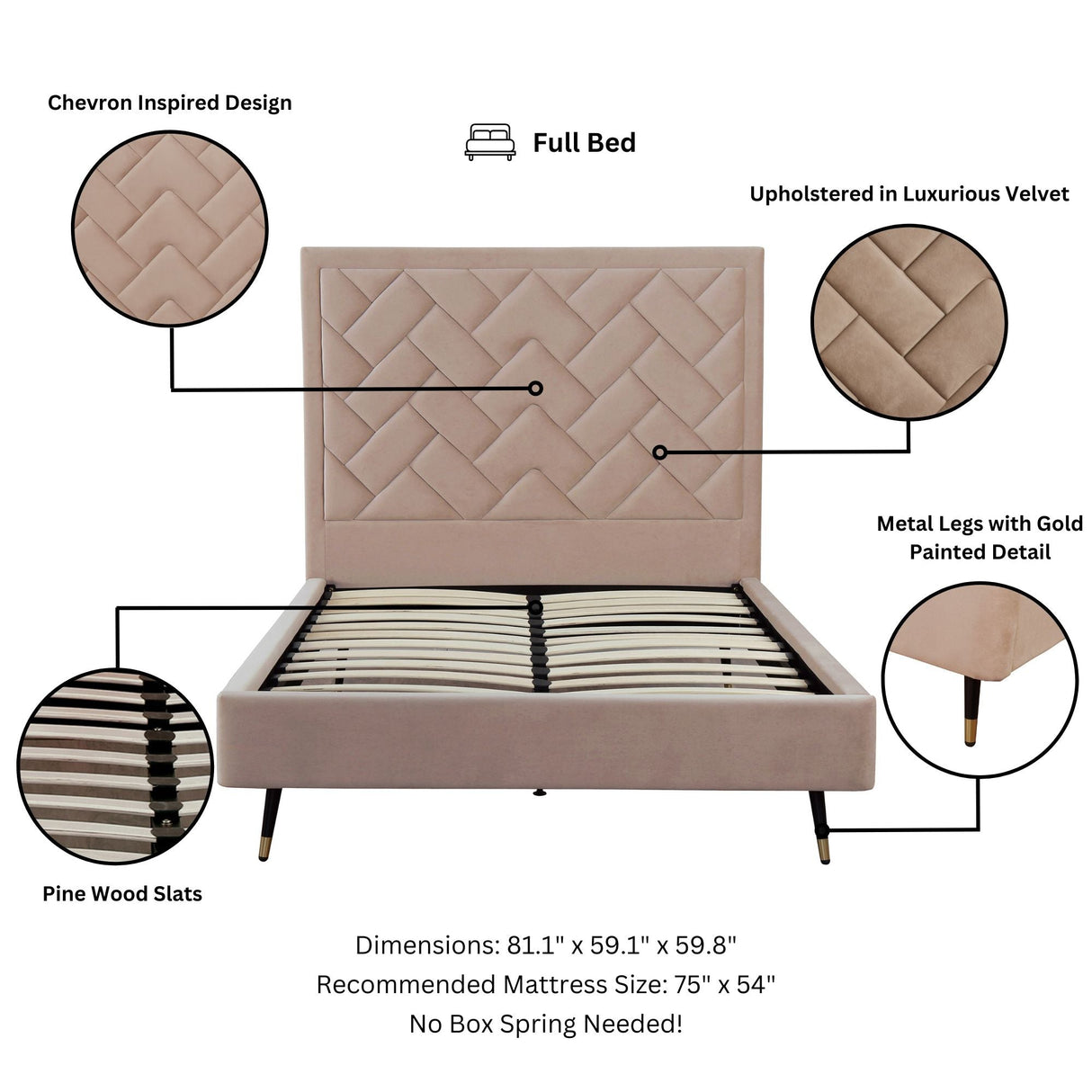 Crosby Full- Size Bed in Nude by Manhattan Comfort at Eve Furniture