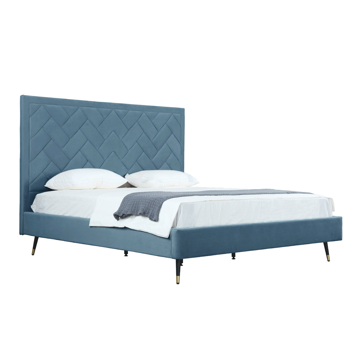 Crosby King-Size Bed in Blue by Manhattan Comfort at Eve Furniture