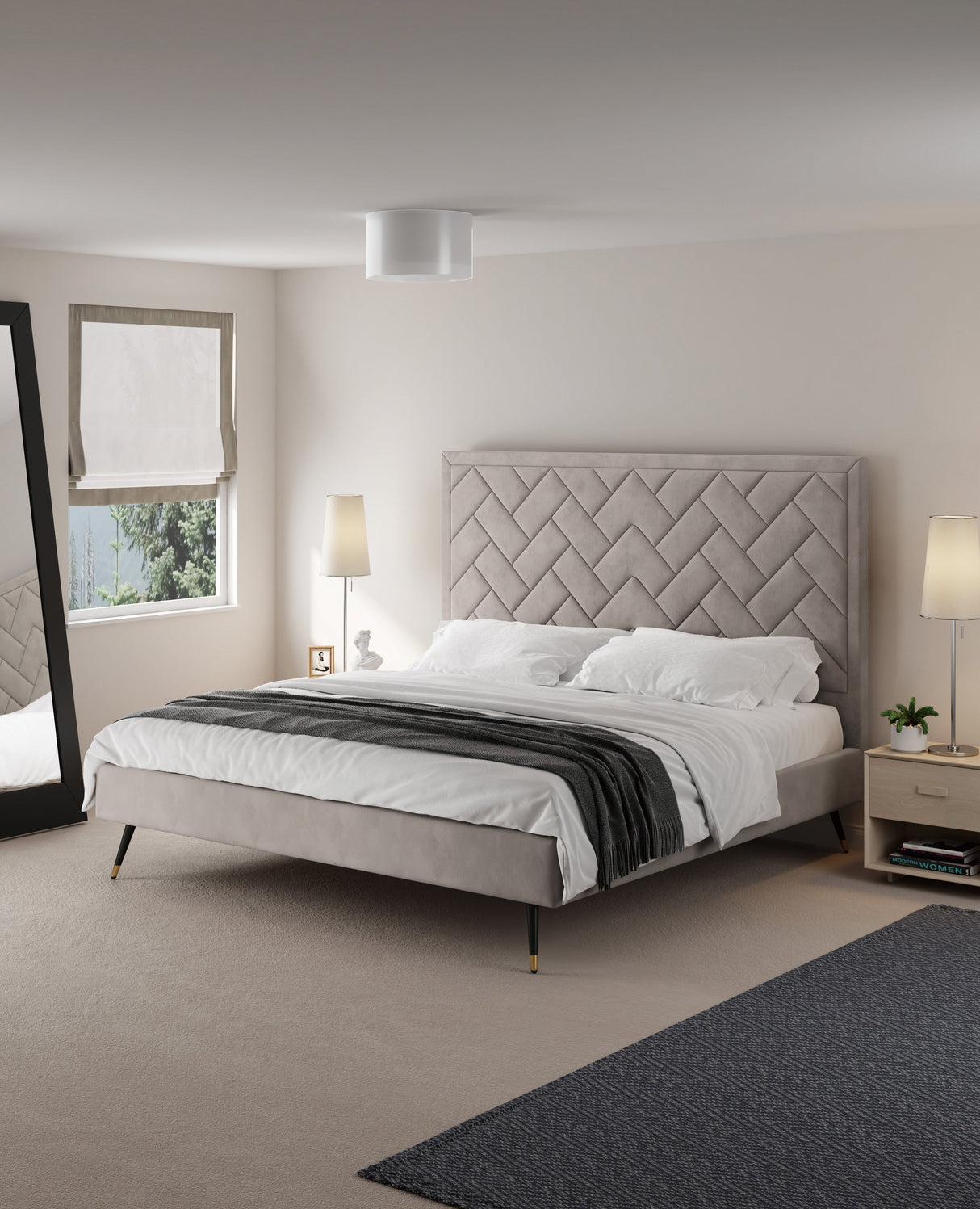 Crosby King-Size Bed in Greige by Manhattan Comfort at Eve Furniture
