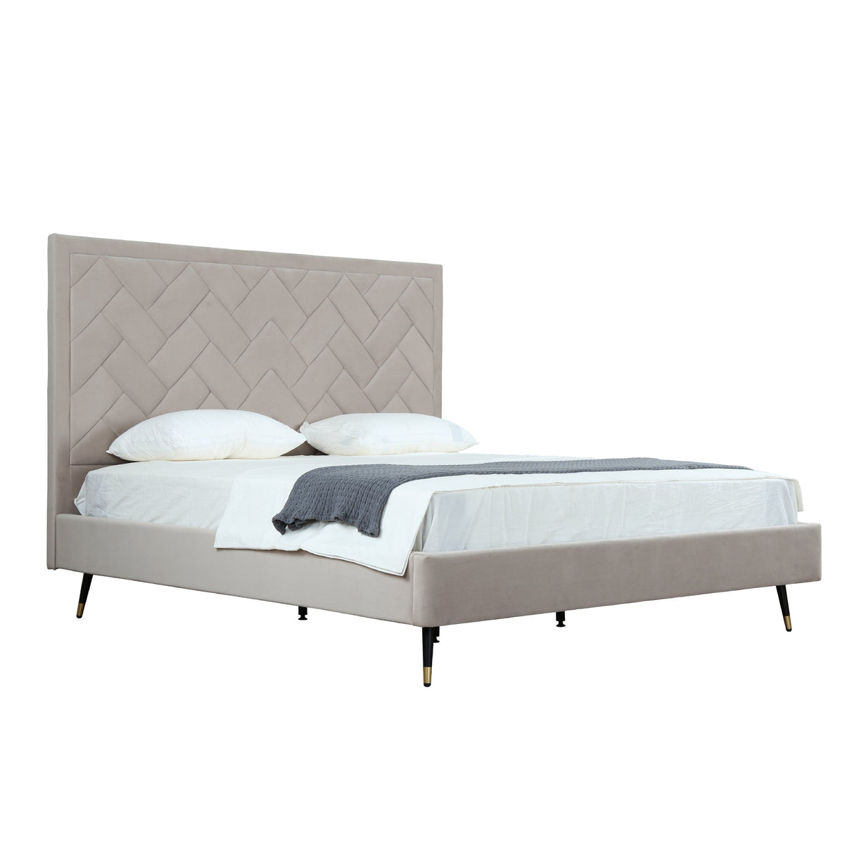 Crosby King-Size Bed in Greige by Manhattan Comfort at Eve Furniture