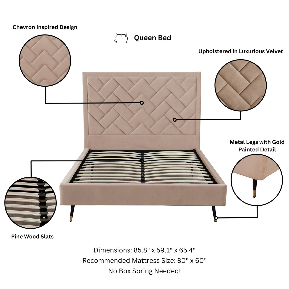 Crosby Queen-Size Bed in Nude by Manhattan Comfort at Eve Furniture