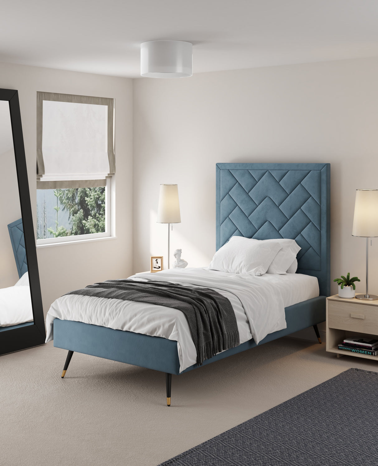 Crosby Twin-Size Bed in Blue by Manhattan Comfort at Eve Furniture