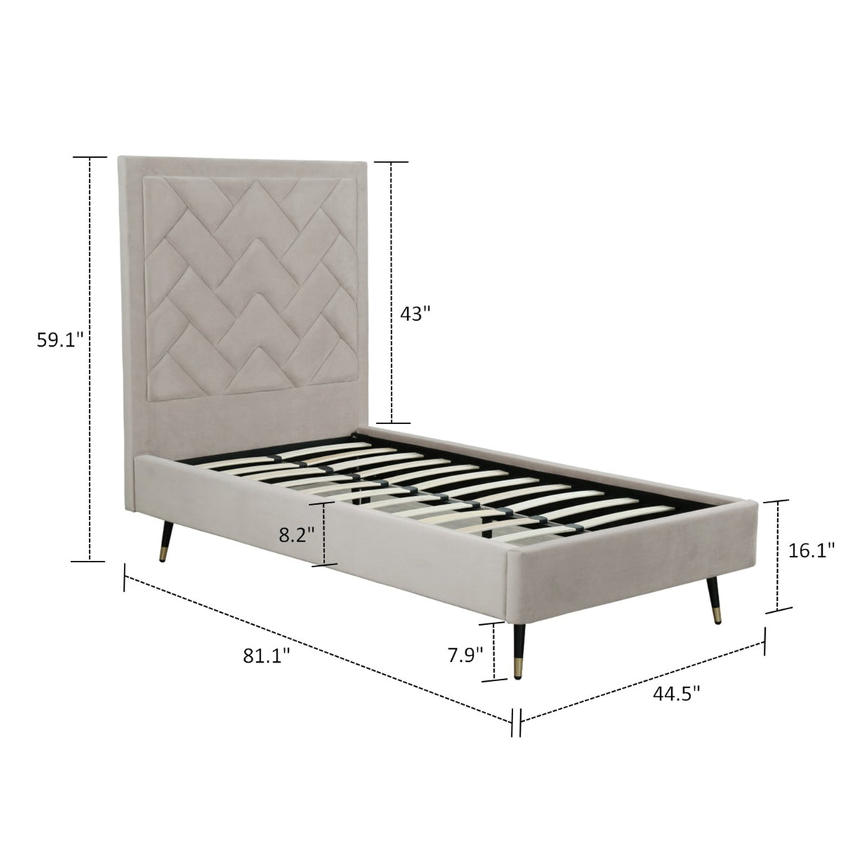 Crosby Twin-Size Bed in Greige by Manhattan Comfort at Eve Furniture
