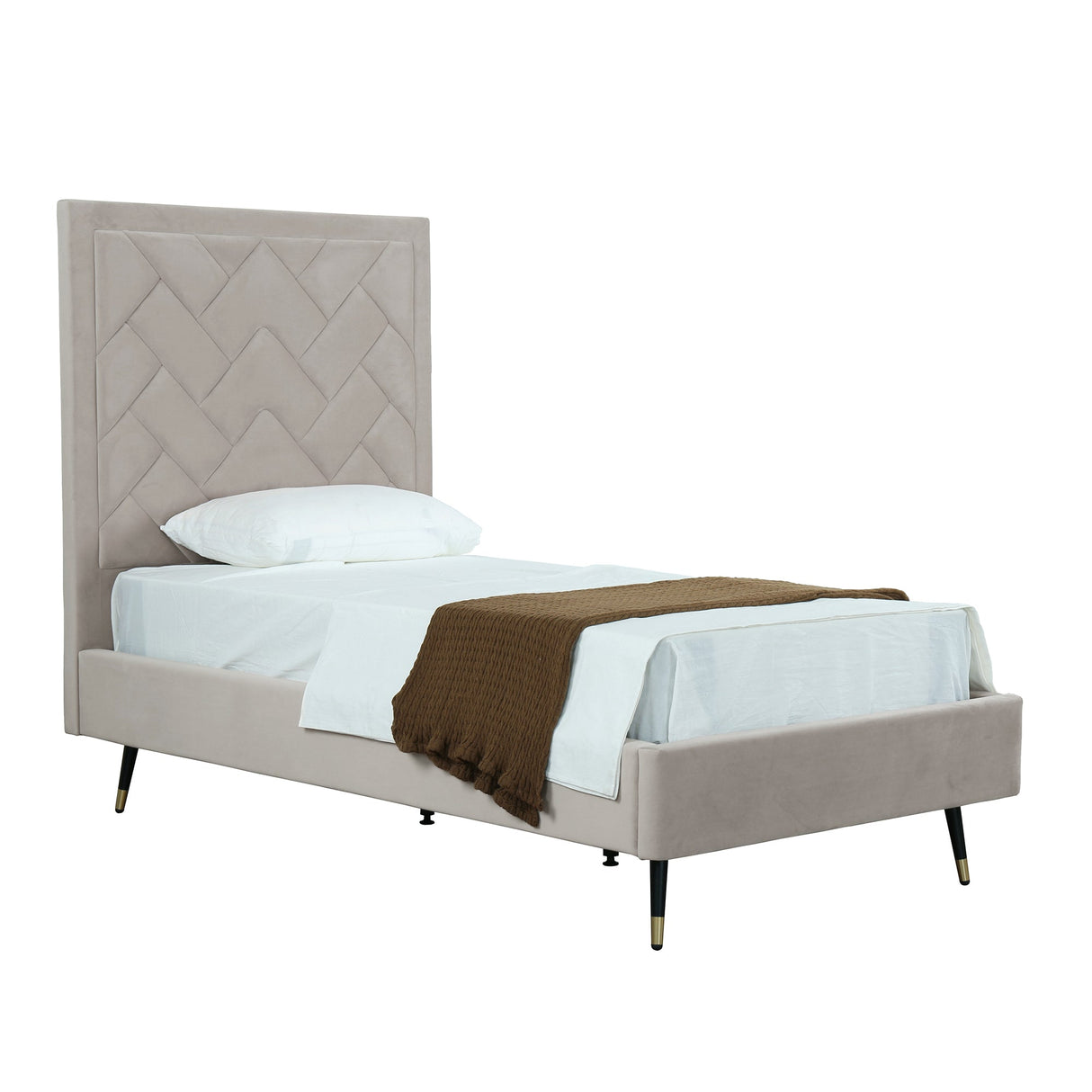 Crosby Twin-Size Bed in Greige by Manhattan Comfort at Eve Furniture