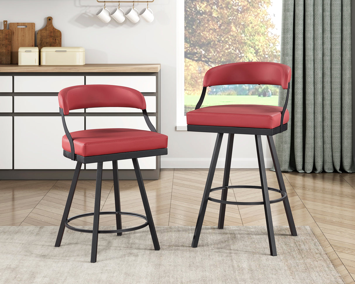 Crowley Red Swivel Pub Height Chair, Set of 2 by Homelegance at Eve Furniture
