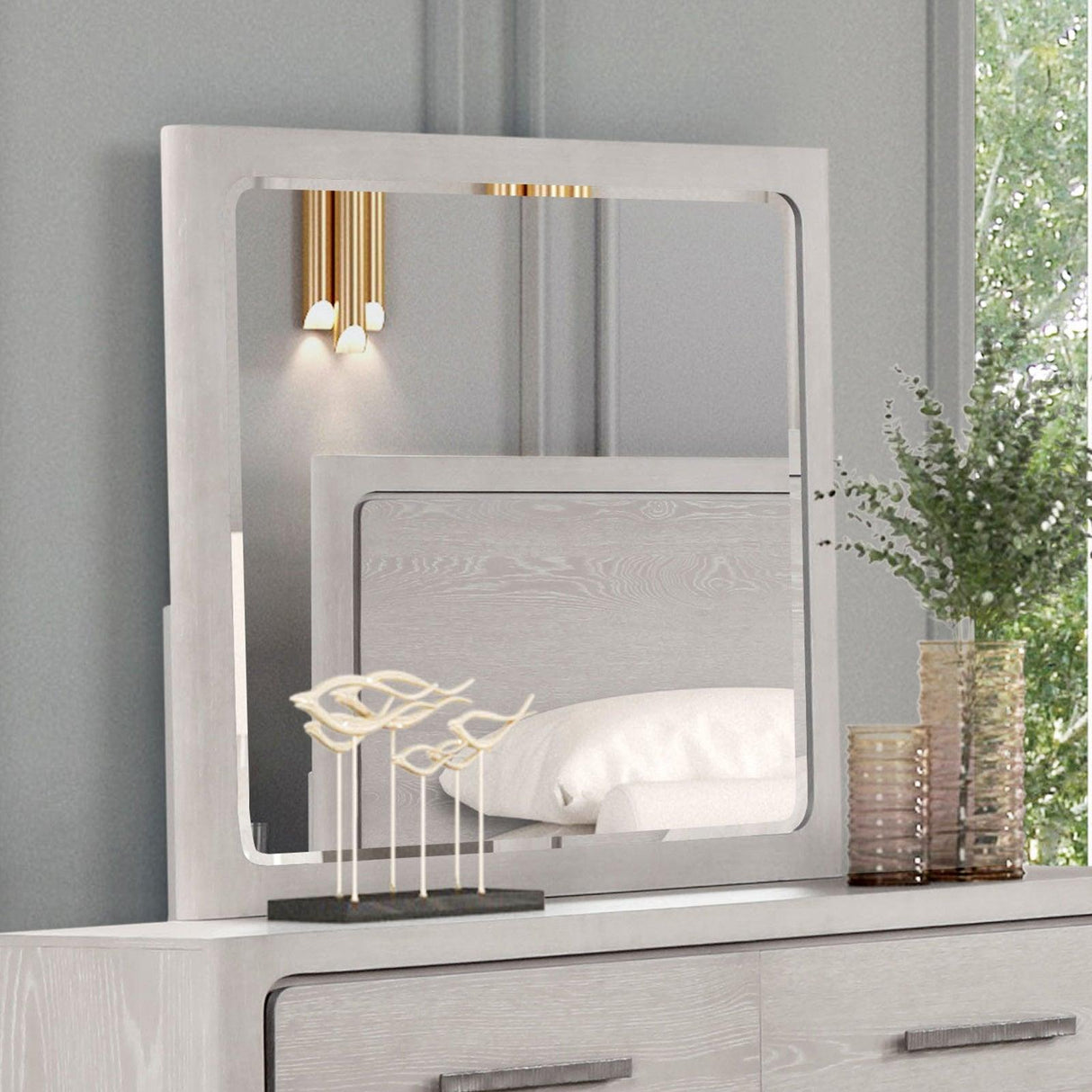 Crowthorne White Oak Mirror by Furniture of America at Eve Furniture