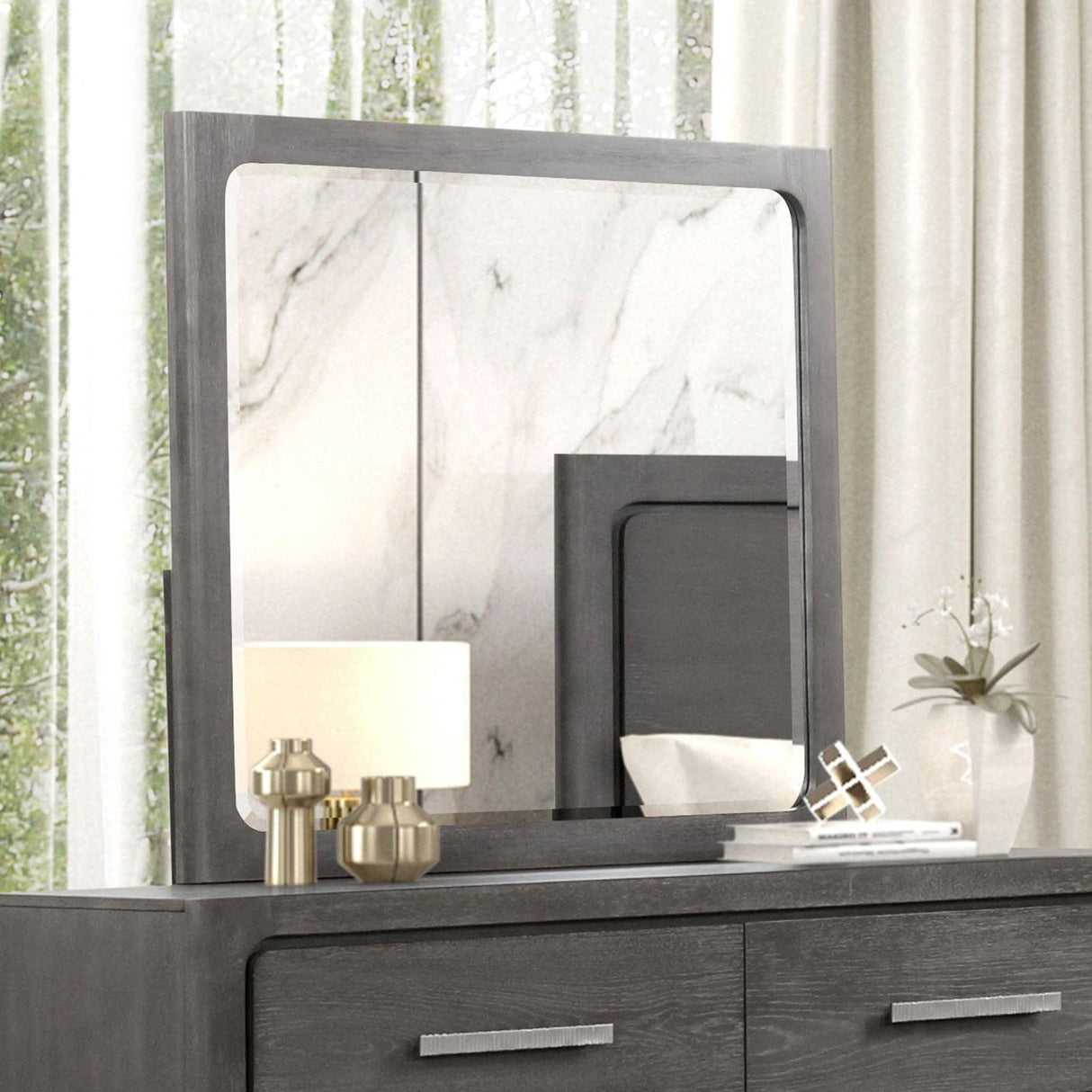 Crowthorne Warm Gray Mirror by Furniture of America at Eve Furniture