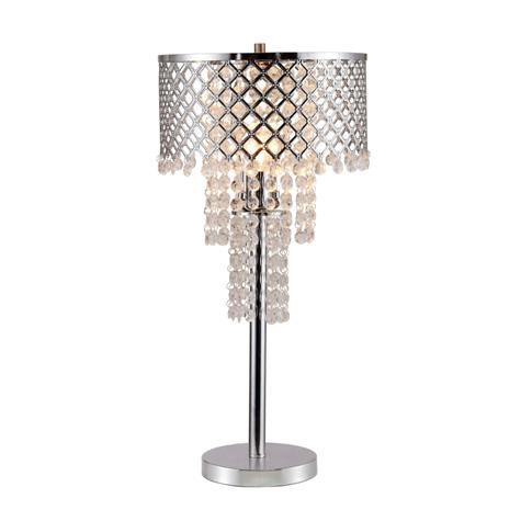 Crystal On Mesh Chrome 28" Touch Table Lamp by Crown Mark at Eve Furniture