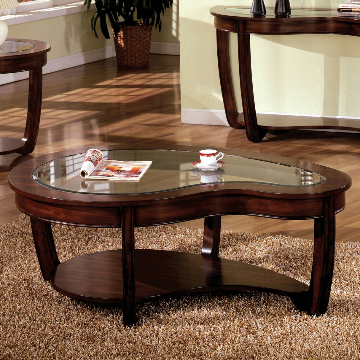 Crystal Falls Dark Cherry Coffee Table by Furniture of America at Eve Furniture