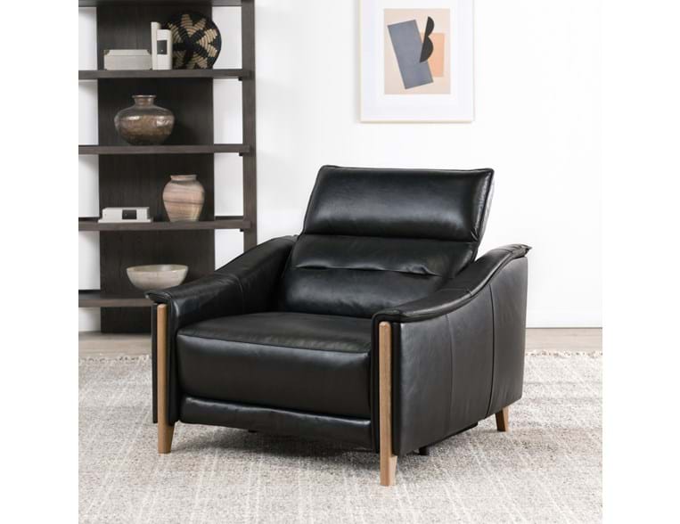 Cullman Black Leather Power Recliner Accent Chair by Classic Home at Eve Furniture