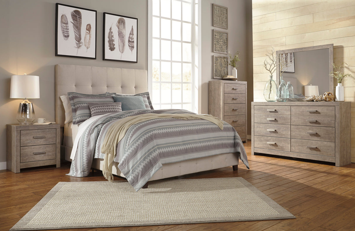 Culverbach Gray Upholstered Panel Bedroom Set by Ashley at Eve Furniture