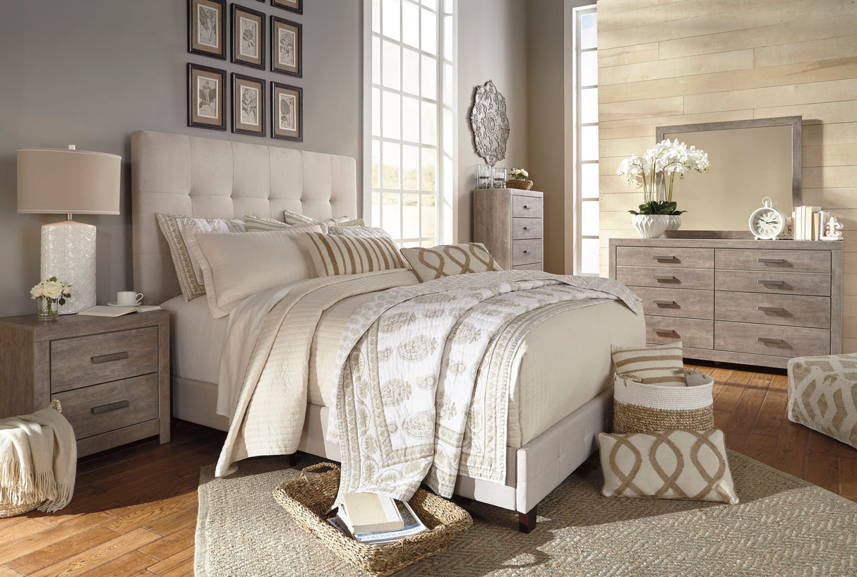 Culverbach Gray Upholstered Panel Bedroom Set by Ashley at Eve Furniture