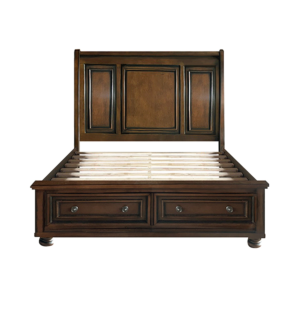 Cumberland Brown Cherry California King Sleigh Storage Platform Bed by Homelegance at Eve Furniture