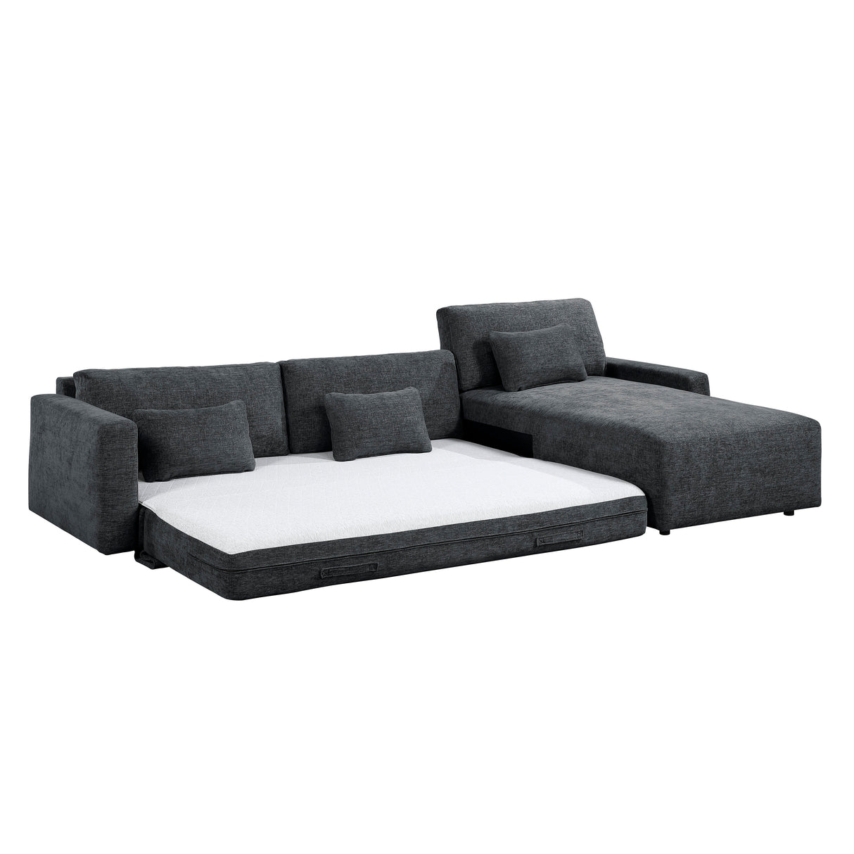 Cumulus Dark Gray 2-Piece Right Side Chaise Sectional with Convertible Queen Sleeper by Homelegance at Eve Furniture