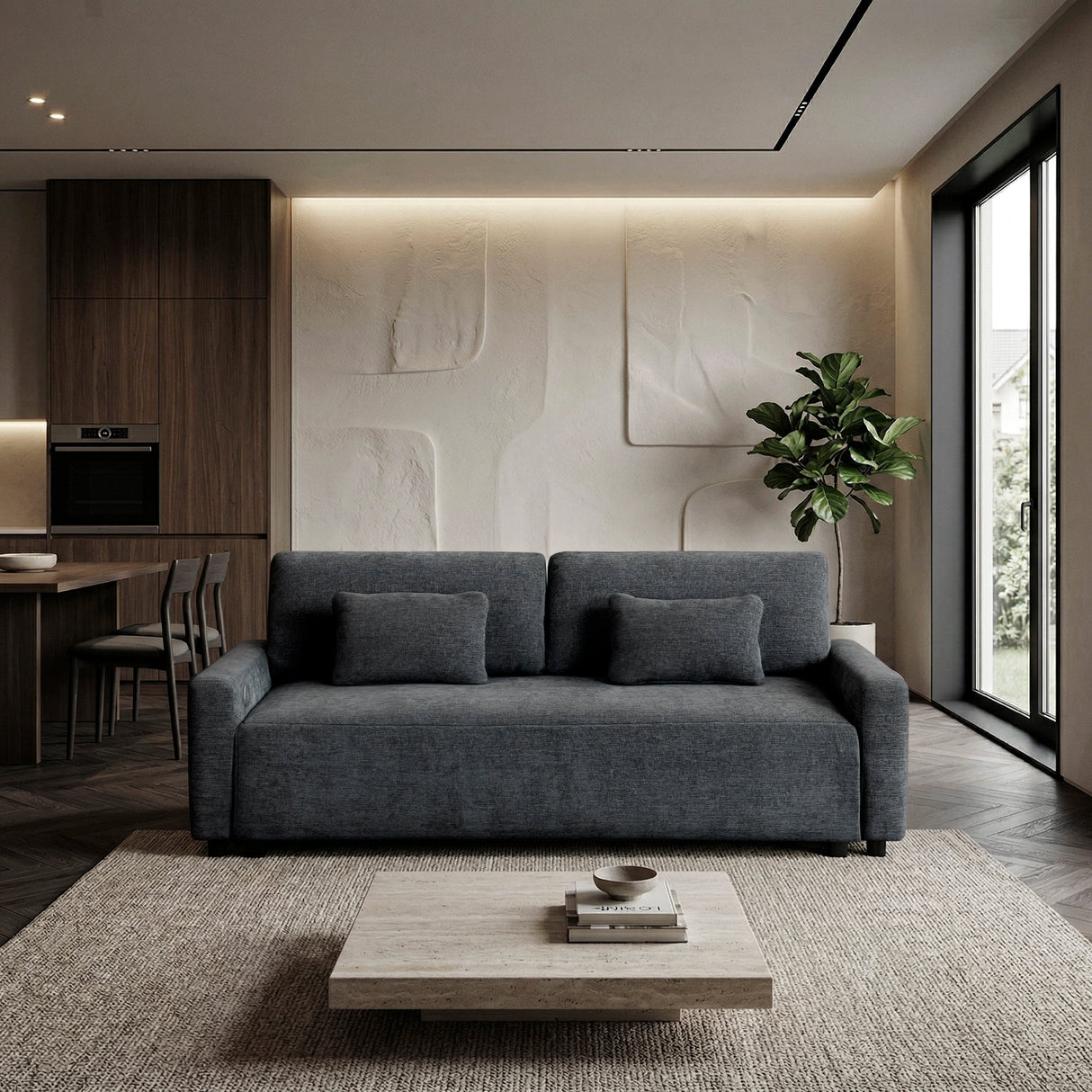 Cumulus Dark Gray Convertible Queen Sleeper Sofa with Charging Ports by Homelegance at Eve Furniture
