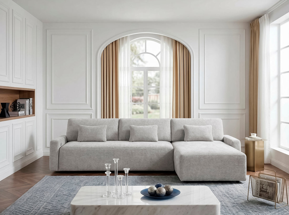 Cumulus Gray 2-Piece Convertible RAF Sleeper Sectional by Homelegance at Eve Furniture
