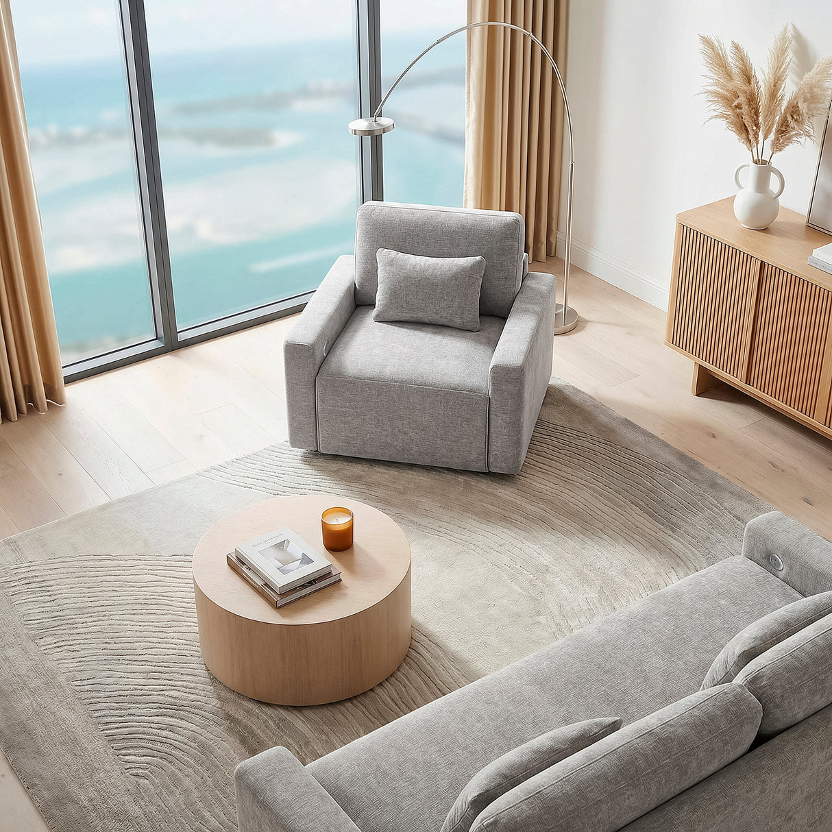 Cumulus Gray Convertible Queen Sleeper Sofa with Charging Ports by Homelegance at Eve Furniture
