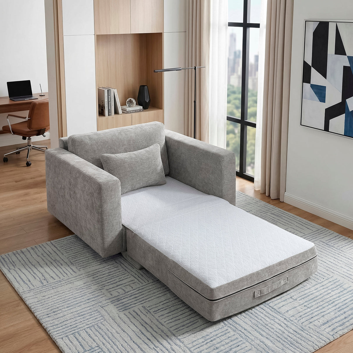 Cumulus Gray Convertible Sleeper Chair with Charging Ports by Homelegance at Eve Furniture
