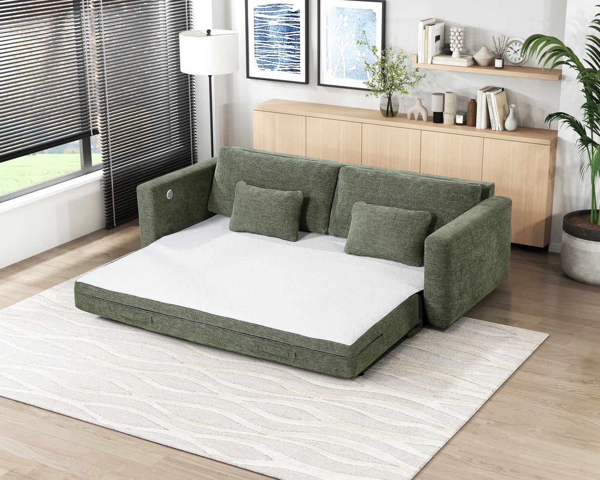 Cumulus Green 2-Piece Convertible RAF Sleeper Sectional by Homelegance at Eve Furniture