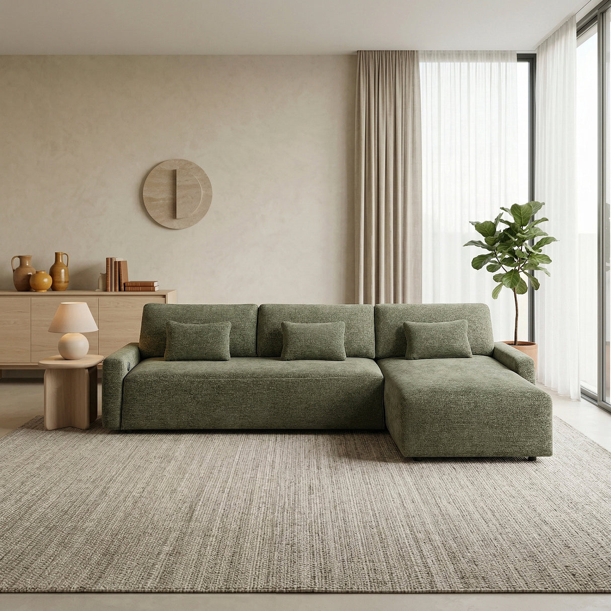 Cumulus Green 2-Piece Convertible RAF Sleeper Sectional by Homelegance at Eve Furniture