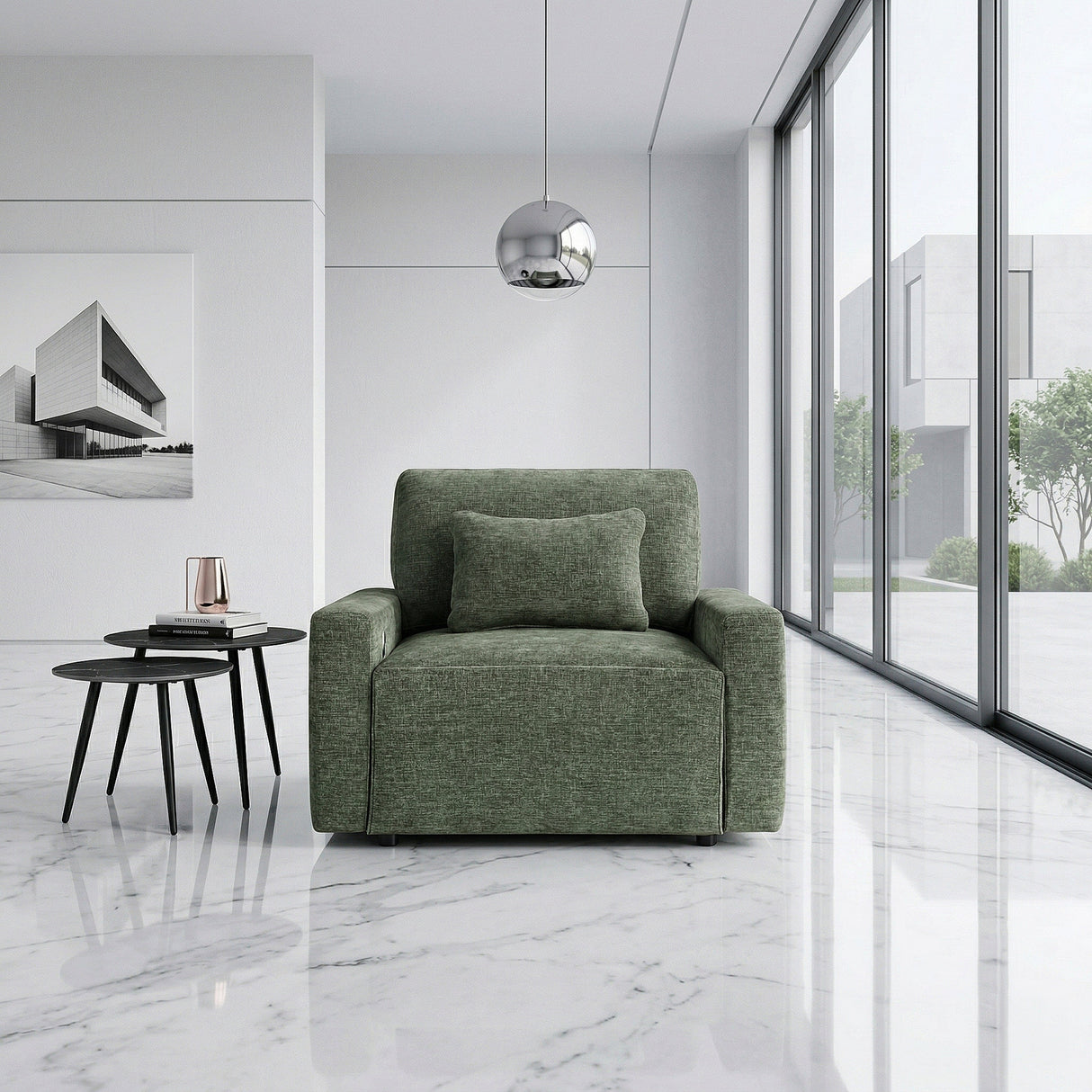 Cumulus Green Convertible Sleeper Chair with Charging Ports by Homelegance at Eve Furniture
