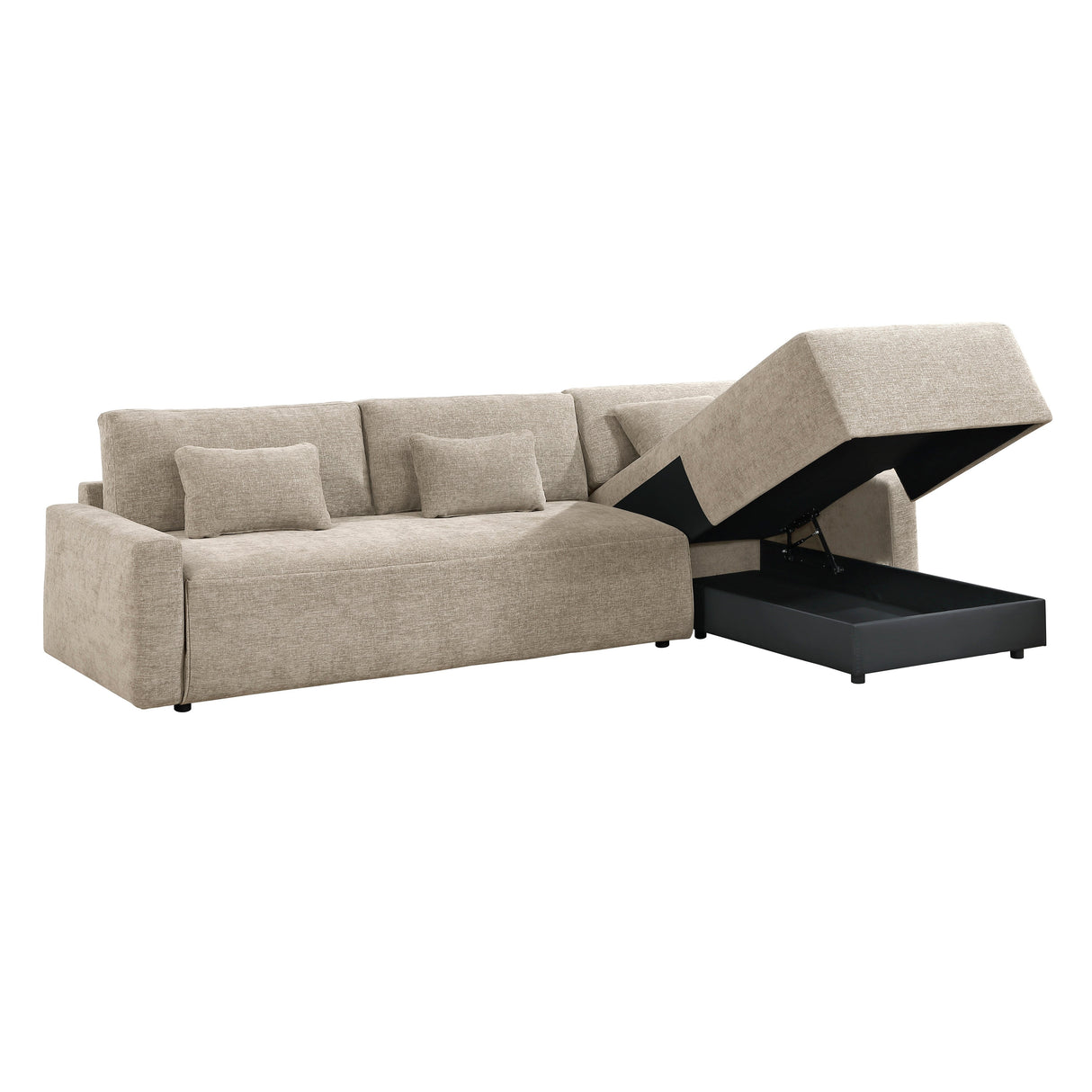 Cumulus Taupe 2-Piece Convertible RAF Sleeper Sectional by Homelegance at Eve Furniture
