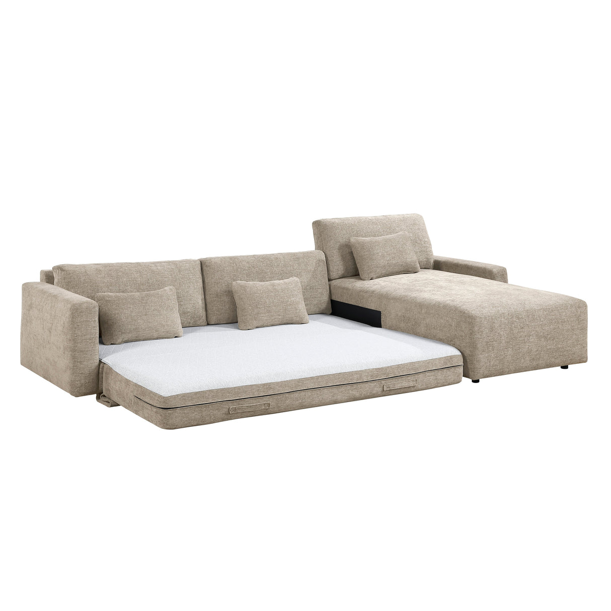 Cumulus Taupe 2-Piece Convertible RAF Sleeper Sectional by Homelegance at Eve Furniture