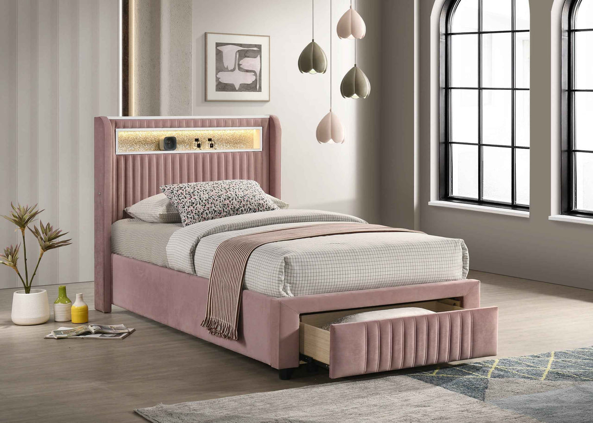 Cupid Pink Full Platform Bed With Storage Drawers by Happy Homes at Eve Furniture