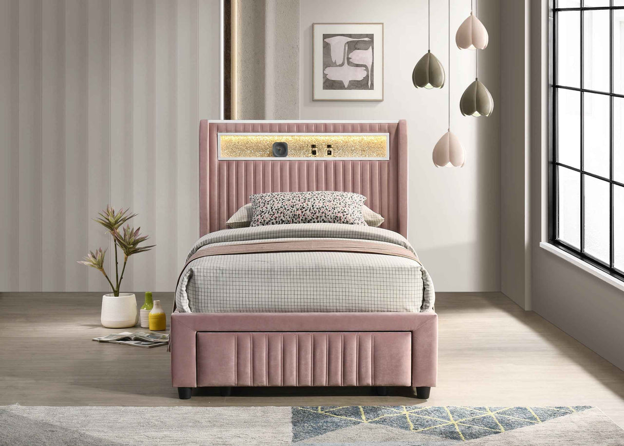 Cupid Pink Full Platform Bed With Storage Drawers by Happy Homes at Eve Furniture