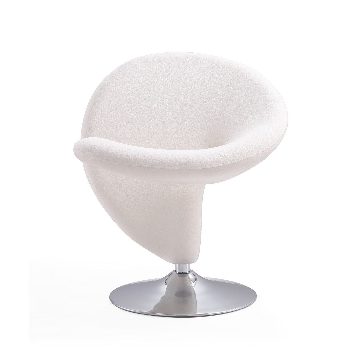 Curl Swivel Accent Chair in Cream and Polished Chrome (set of 2) by Manhattan Comfort at Eve Furniture