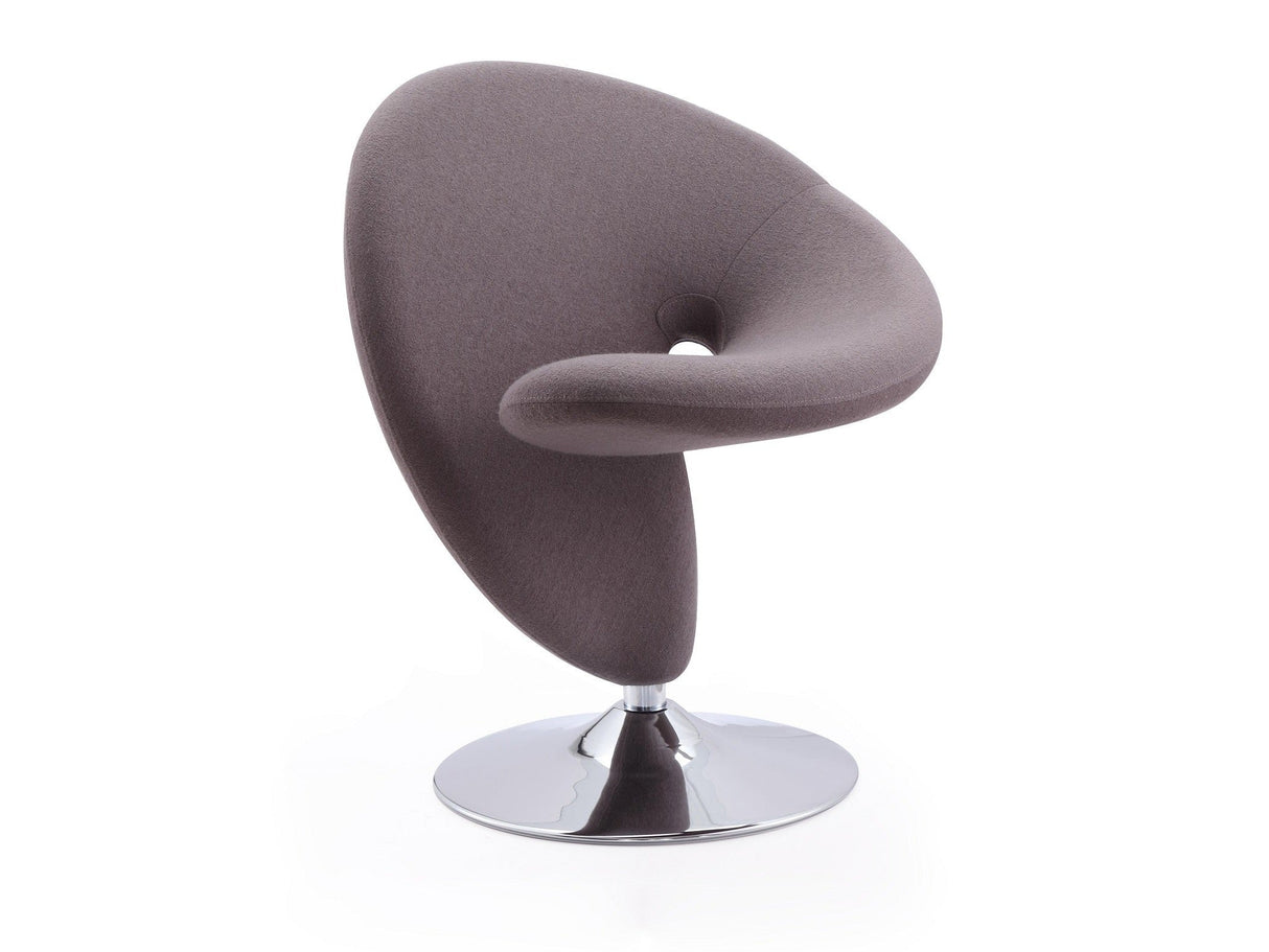 Curl Swivel Accent Chair in Grey and Polished Chrome by Manhattan Comfort at Eve Furniture