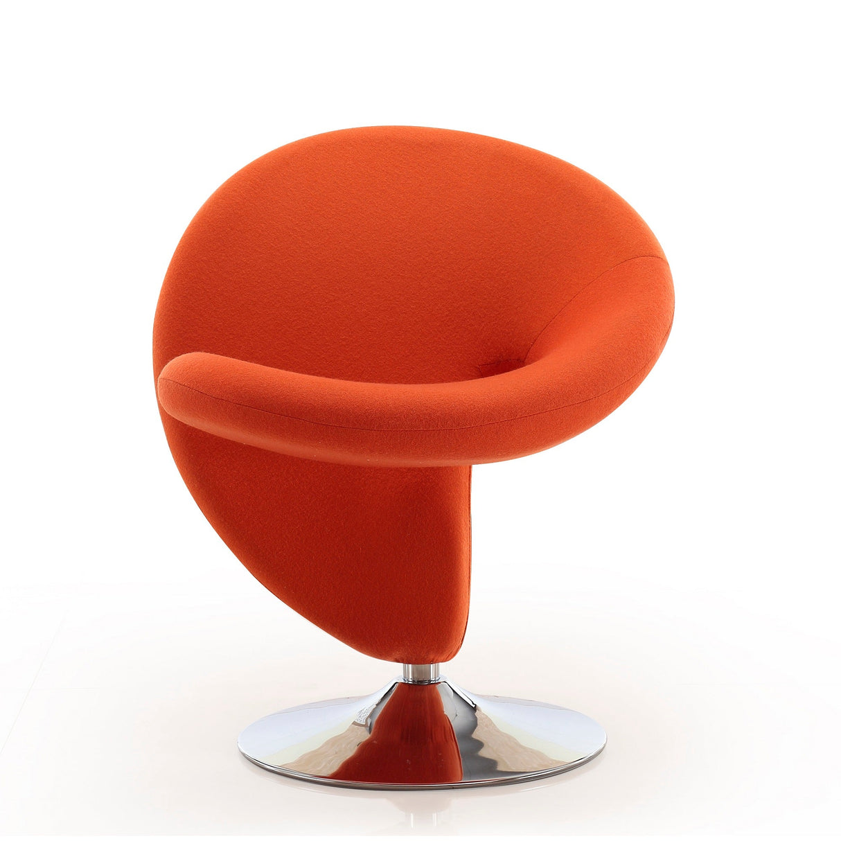 Curl Swivel Accent Chair in Orange and Polished Chrome by Manhattan Comfort at Eve Furniture