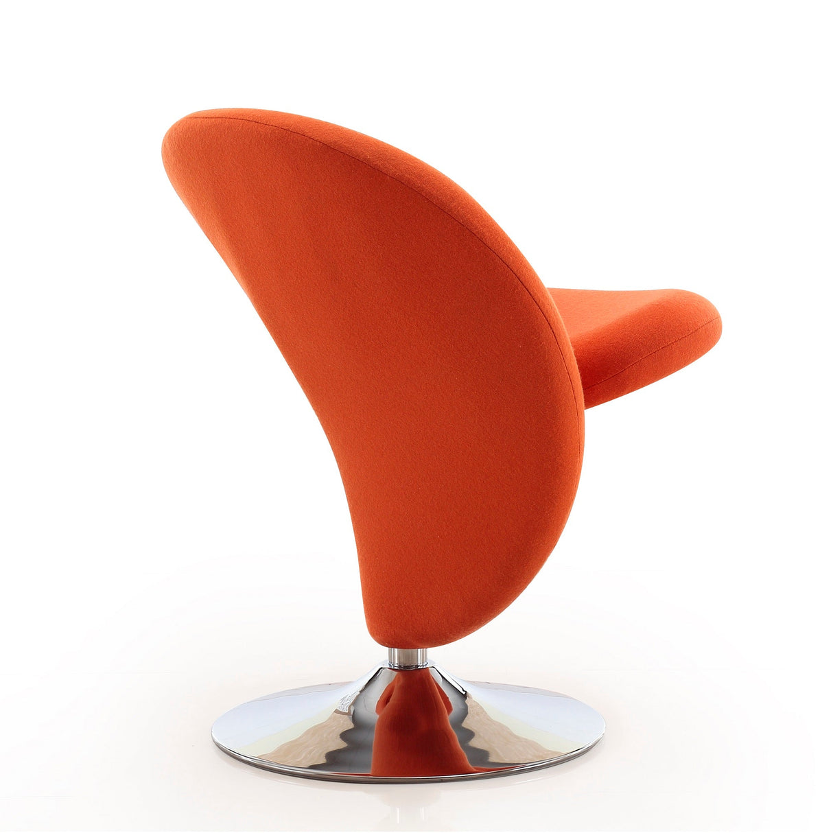 Curl Swivel Accent Chair in Orange and Polished Chrome by Manhattan Comfort at Eve Furniture