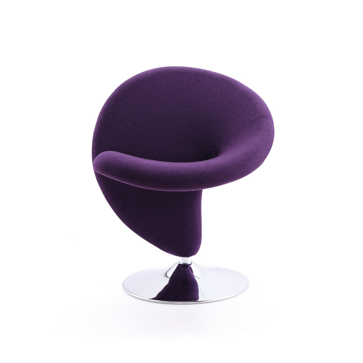 Curl Swivel Accent Chair in Purple and Polished Chrome by Manhattan Comfort at Eve Furniture
