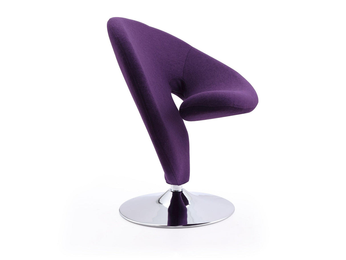 Curl Swivel Accent Chair in Purple and Polished Chrome by Manhattan Comfort at Eve Furniture