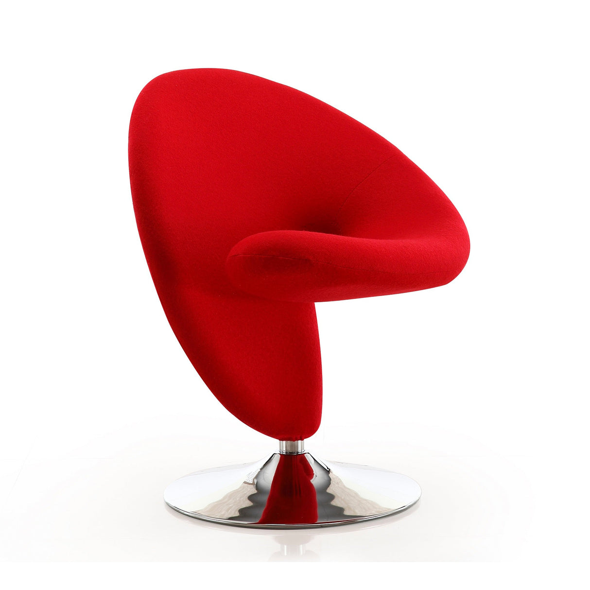 Curl Swivel Accent Chair in Red and Polished Chrome (set of 2) by Manhattan Comfort at Eve Furniture