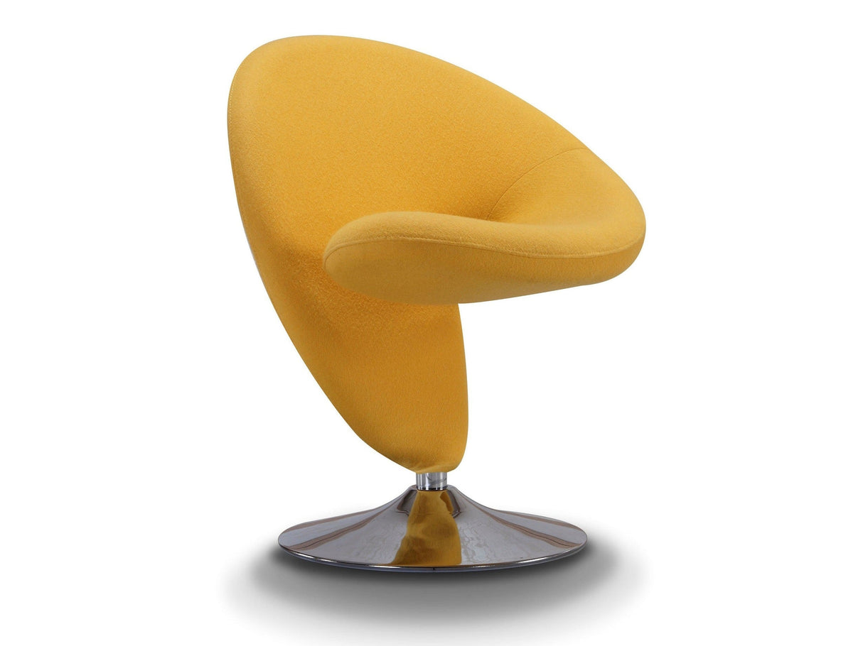 Curl Swivel Accent Chair in Yellow and Polished Chrome by Manhattan Comfort at Eve Furniture
