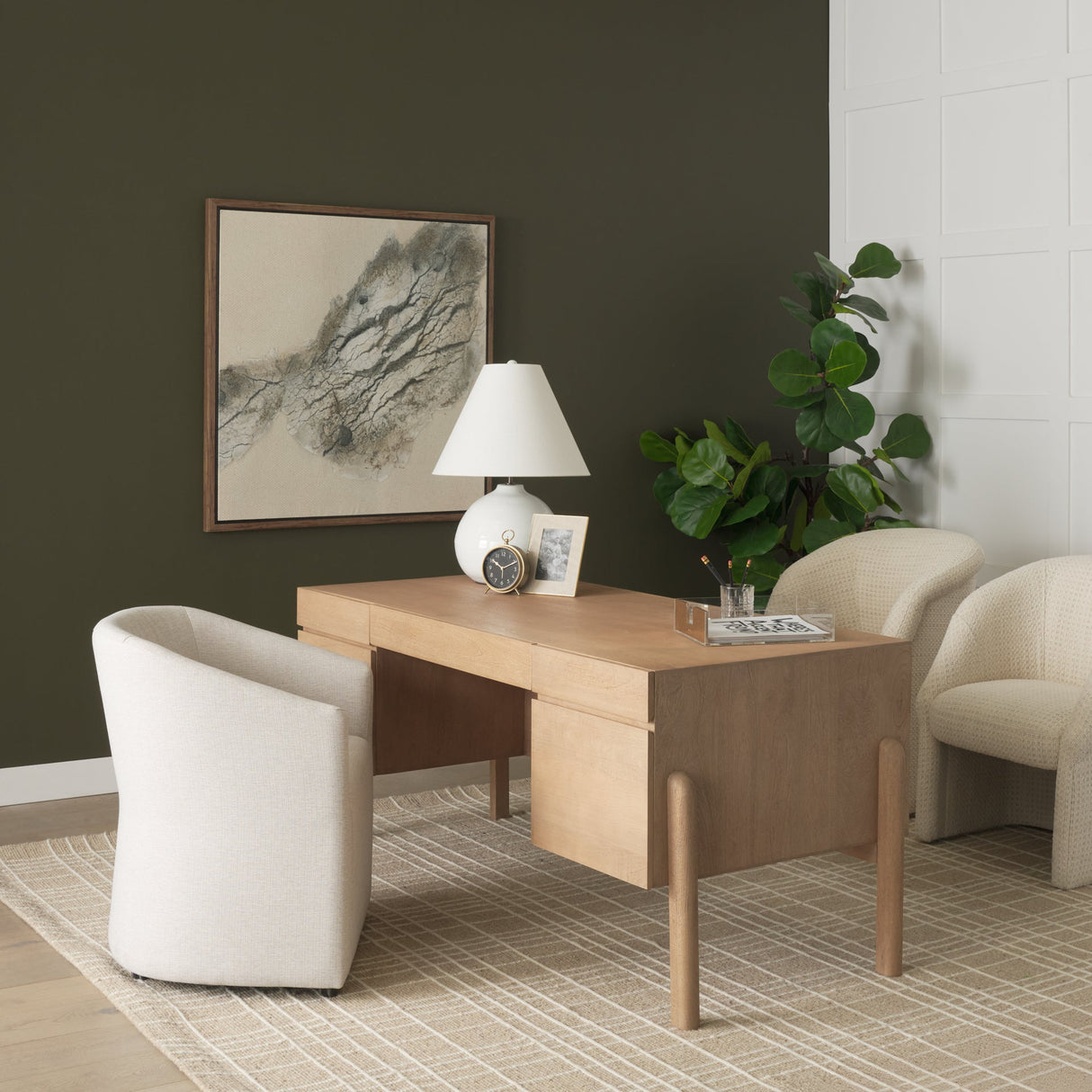 Curtis Cream Fabric Barrelback Half-Moon Base Dining Armchair by Mercana at Eve Furniture