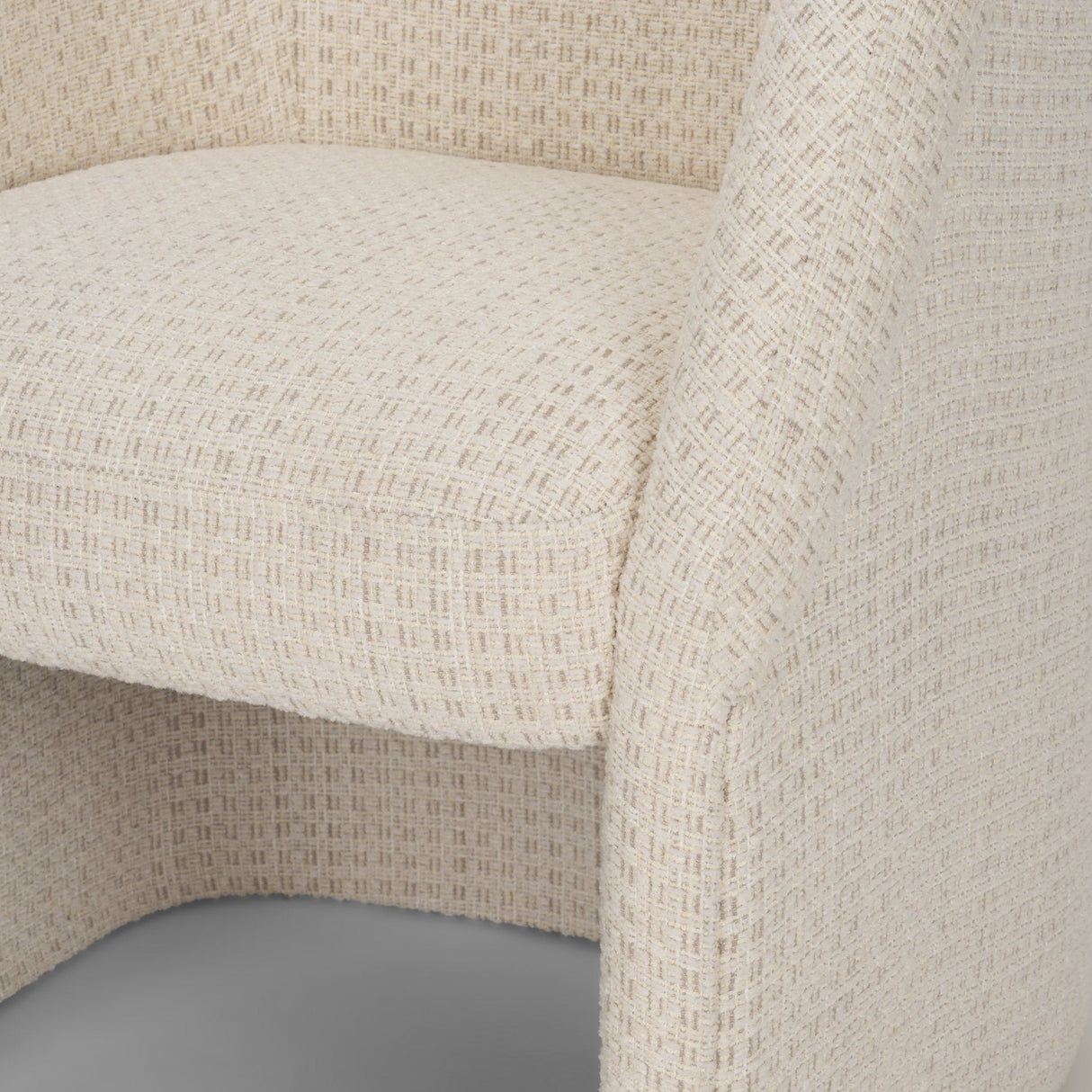 Curtis Cream Fabric Barrelback Half-Moon Base Dining Armchair by Mercana at Eve Furniture