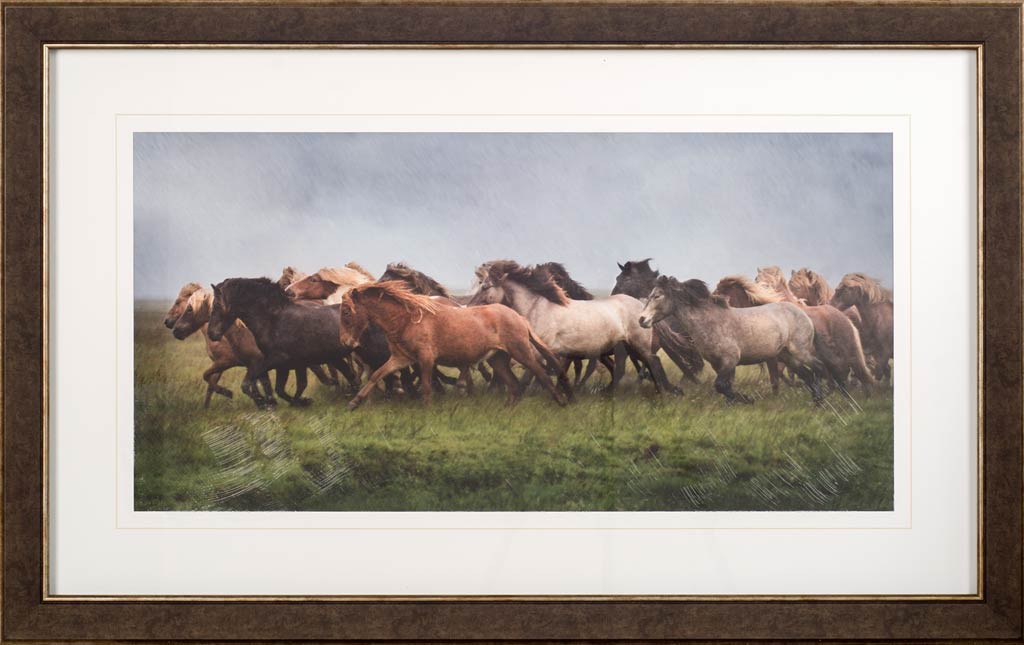 Custom Icelandic Horses XIII (MC) by PH Burchett Hand Embellished Framed Photo Art Print Matted unde by Mercana at Eve Furniture