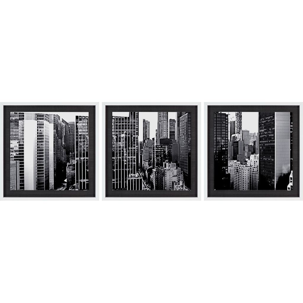 Custom Panorama of NYC VII (MC) (Set of 3) by Jeff Pica Hand Embelished Framed Photo Art Print Matte by Mercana at Eve Furniture