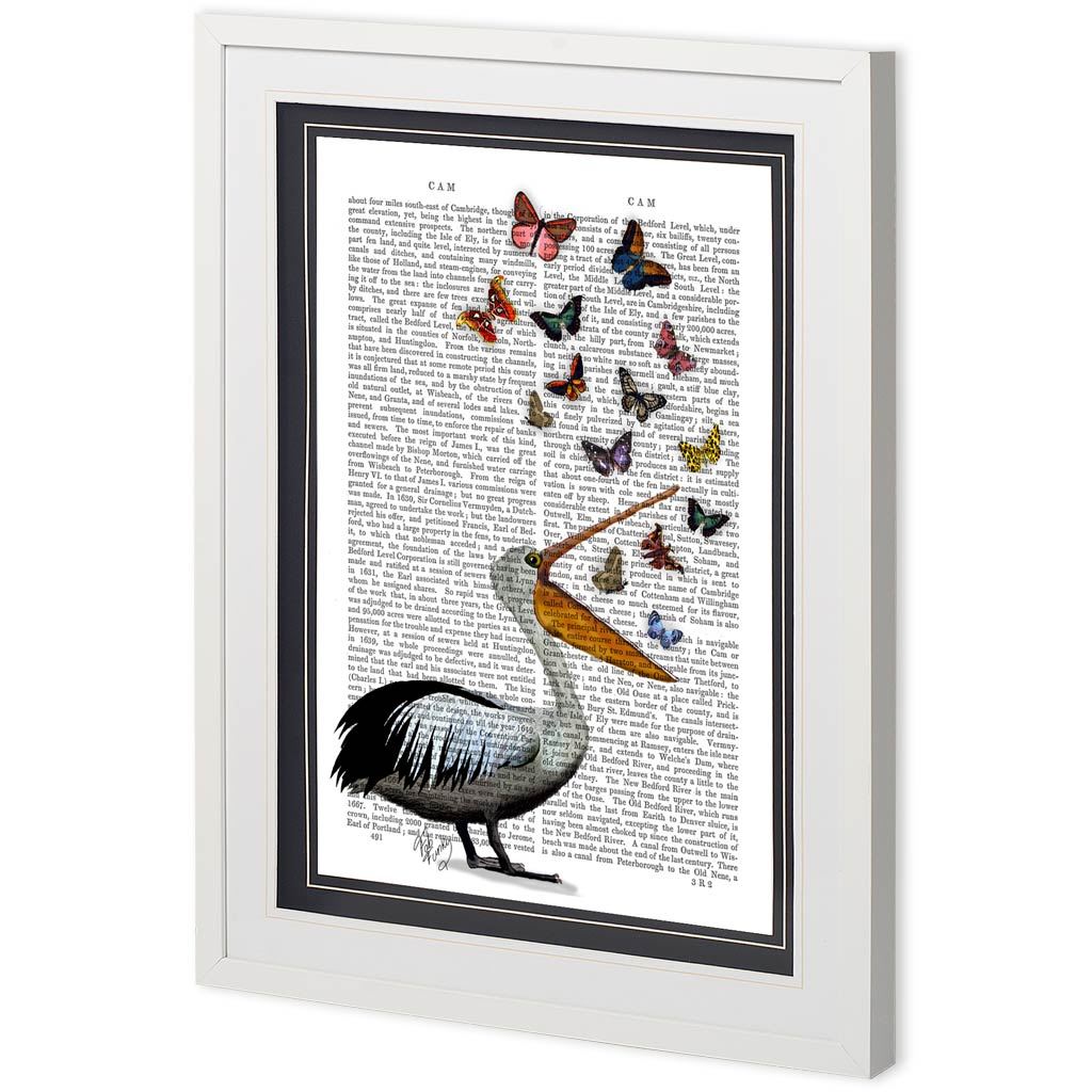 Custom Pelican & Butterflies by Fab Funky a Framed Art Print Matted under Glass by Mercana at Eve Furniture