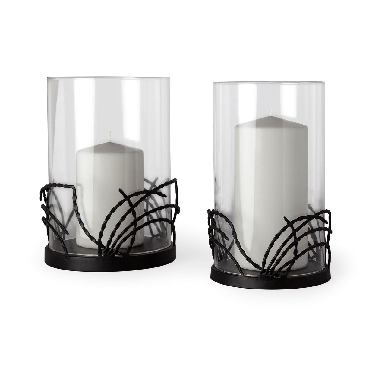 Cutlass I Set of Two Black Metal Base Table Candle Holders by Mercana at Eve Furniture