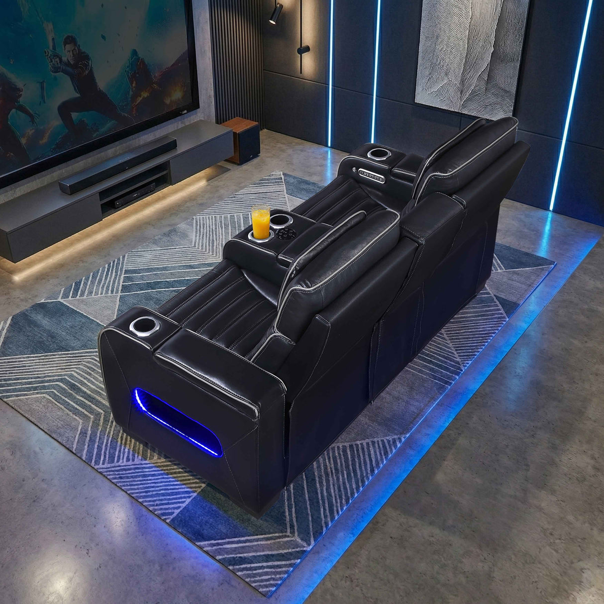 Cyber Black Power Double Reclining Loveseat with Center Console by Homelegance at Eve Furniture